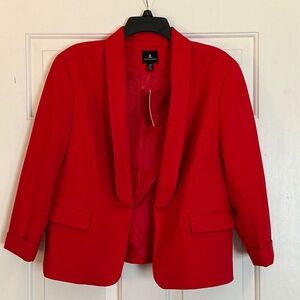 Jules & Leopold Red Blazer Shawl Collar Rolled 3/4 Sleeves size Large NWT
